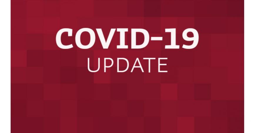 Red banner with the words "COVID-19 update"