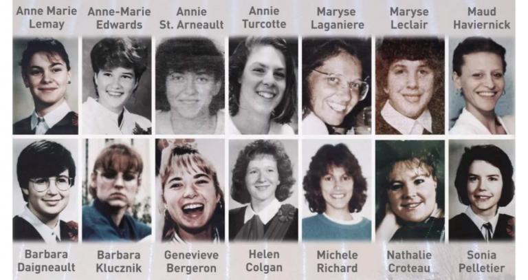 Photos of 14 women who lost their lives in horrific act of violence and misogyny at Polytechnique Montréal in 1989