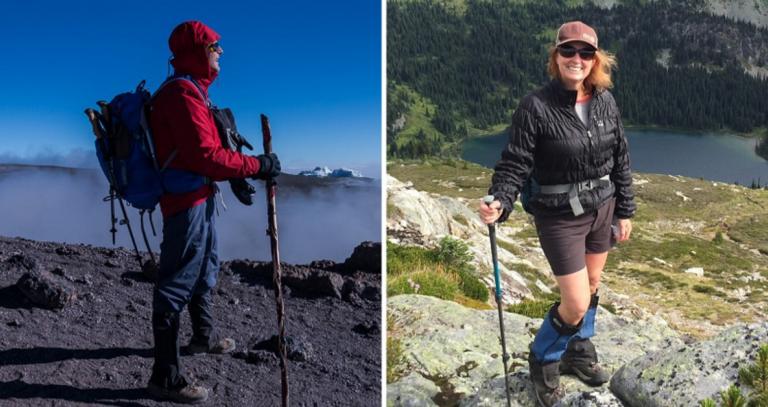 Side-by-side of two RR students hiking outdoors