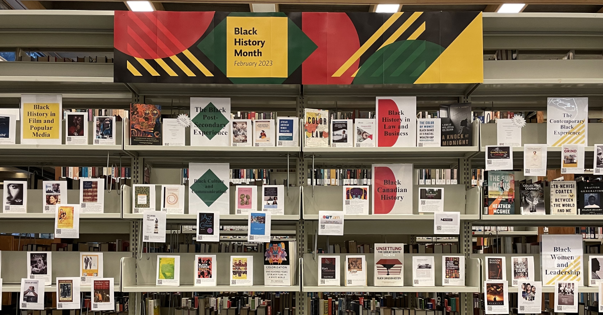 The Black History Month display at the Royal Roads University Library.