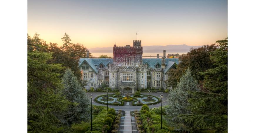 Hatley Castle and gardens at sunrise