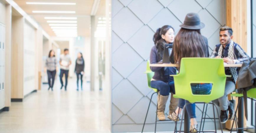 Royal Roads University - Derek Ford - students in hallway