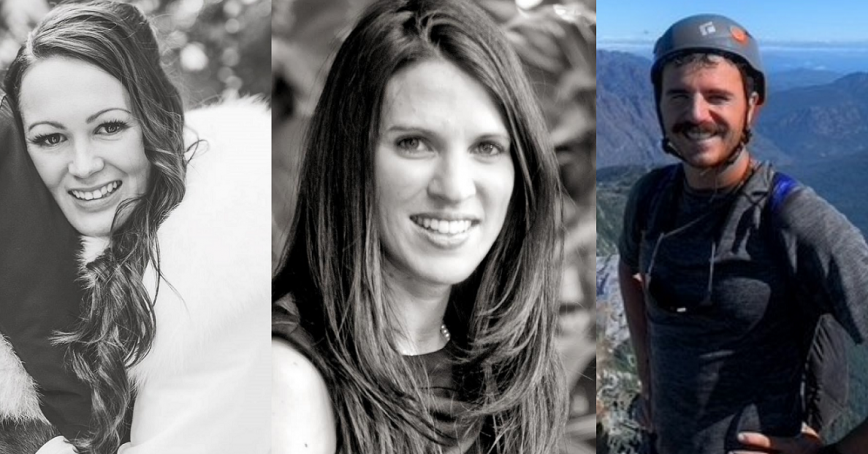 Three photos lined left to right: Jenna Andersen Gilbride (left), Cheryl-Lynn Townsin and Chase Cuckovich.