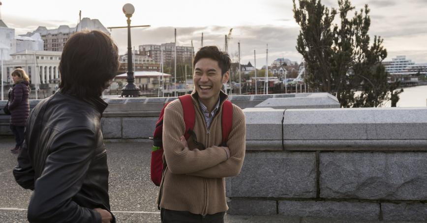 Students at the downtown Victoria harbour