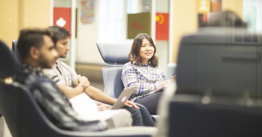 photo of students meeting in Sherman Jenn