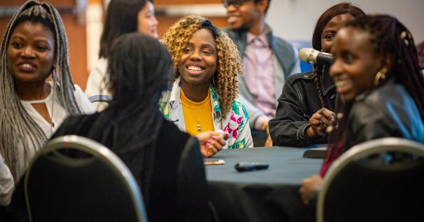 A group of Black students having a discussion