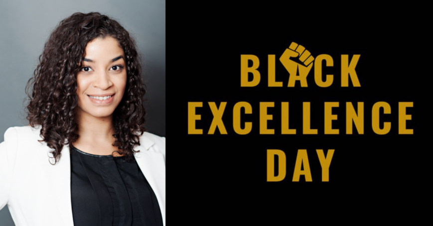 Headshot of Kamika Williams on the left and the logo for Black Excellence Day on the right