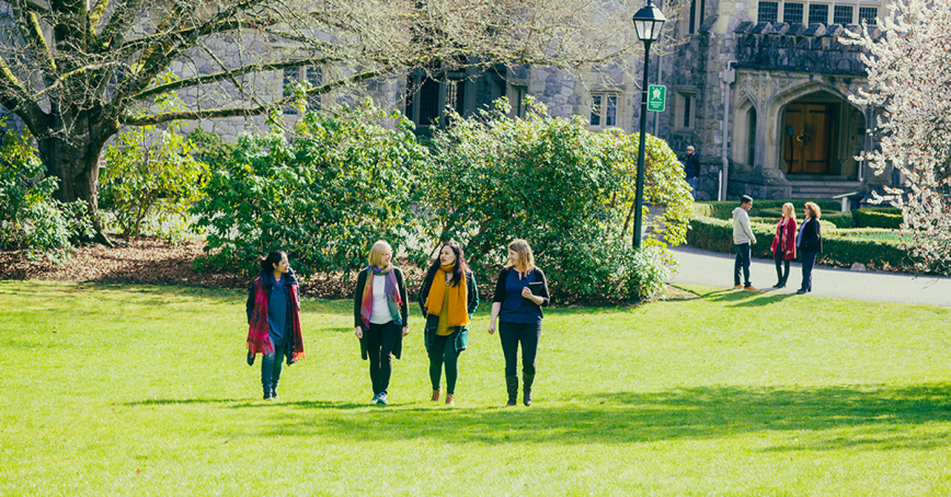 Students walking outside Hatley Castle
