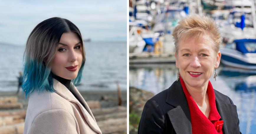 Left: head shot of Christiana Jones, MAPC student  Right: head shot of Debra Hellbach MAPC grad