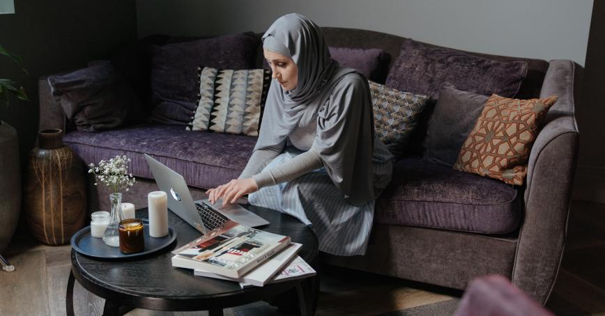 Person looking at laptop