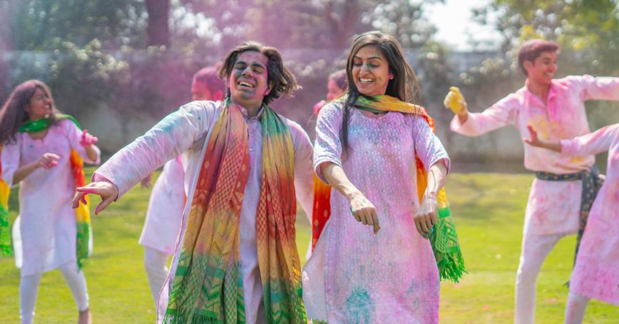 An image of people playing Holi