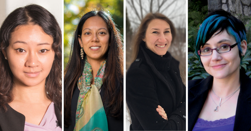 Headshots of each of the four panelists: Juana Du, Runa Das, Wanda Krause and Jaigris Hodson.