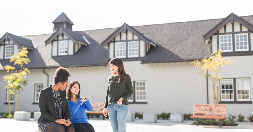 Students talking on campus