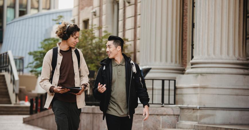 students walking and talking