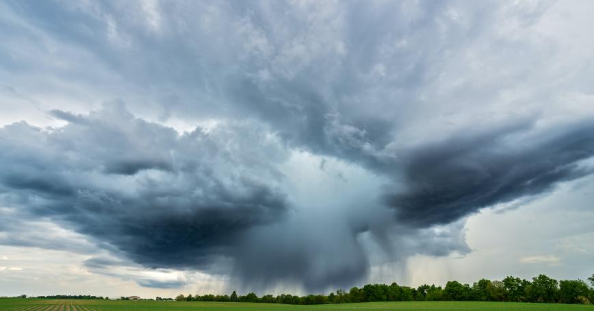 stormy clouds over a field