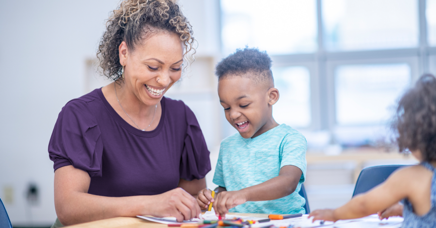 Teacher and child