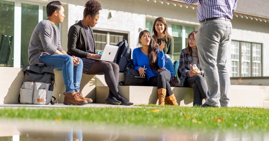 students studying outside