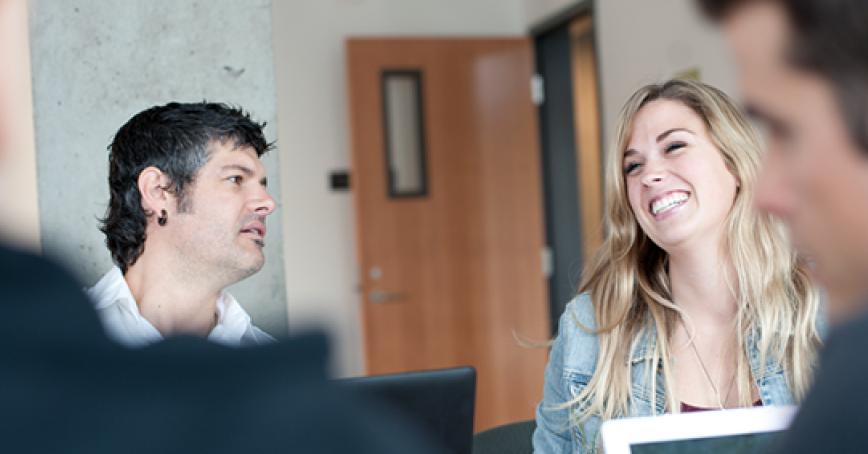 group of students chatting 