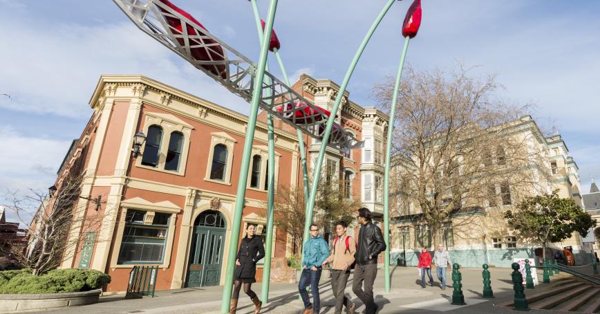 RRU students walking downtown Victoria