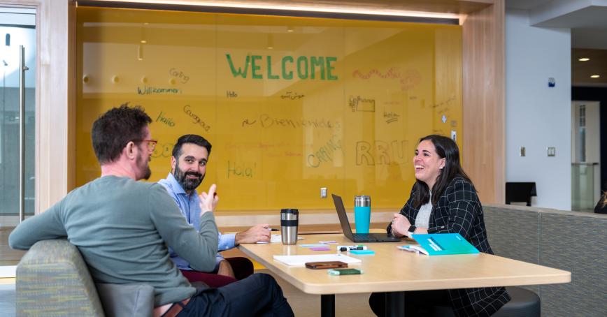 Students chatting and laughing