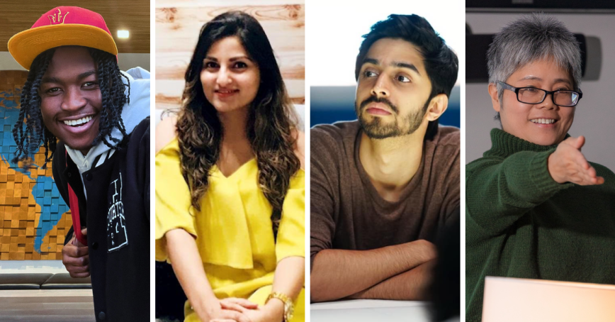 Headshots of four student hosts