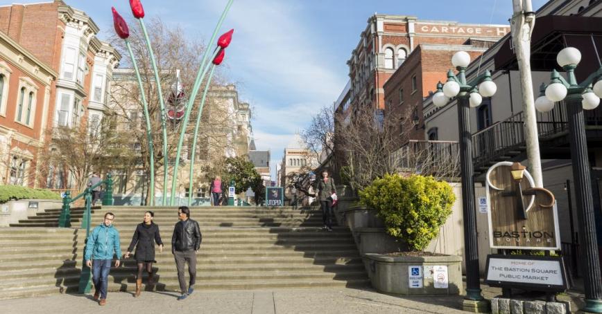 students in downtown victoria