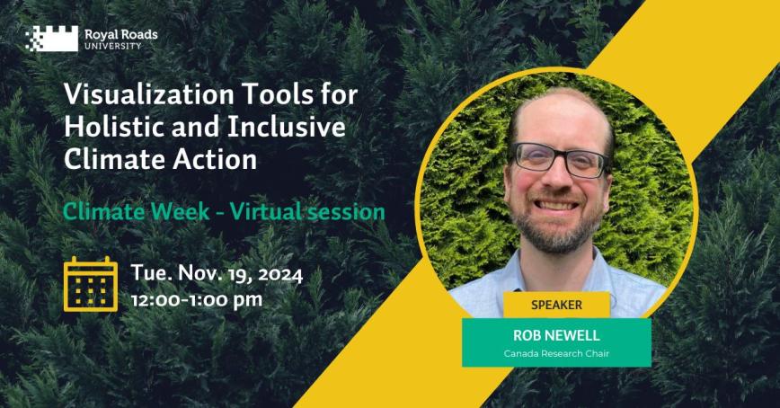 Climate Week Visualization Tools Session banner with image of presenter