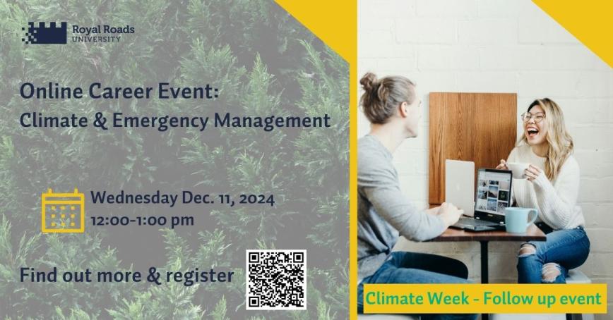 Thumbnail with the event description and two students laughing looking at a computer