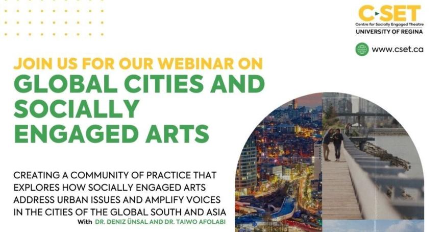 Text reading: Join us for our webinar on Global Cities and Socially Engage arts