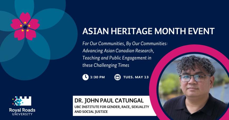 The words "Asian Heritage Month" accompany a photo of John Paul Catungal