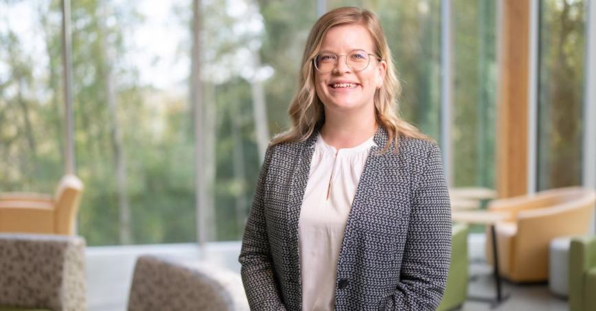 Ann-Kathrin McLean standing in front of a study area