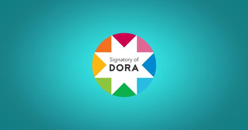 Signatory of DORA text placed with a colourful star-shaped logo