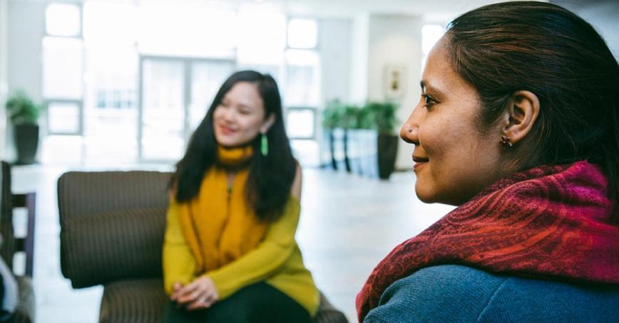Two people on couches
