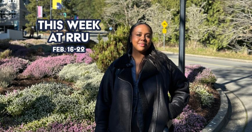 woman standing in front of heather plants at RRU.