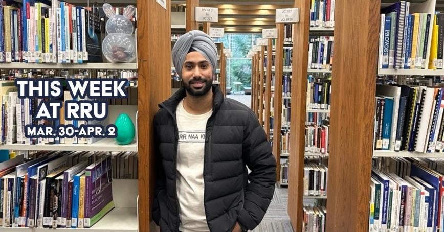 Man standing in a library