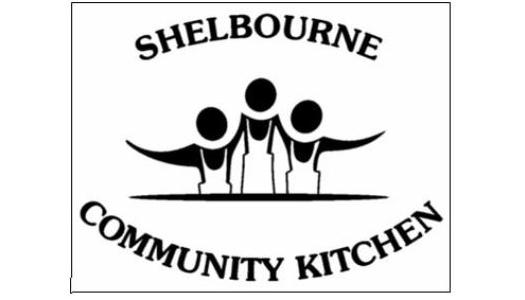 Sign for Shelbourne Community Centre with three figures with one arm around each other.
