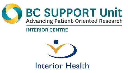 sign with the words BC Support Unit, Advancing Patient-Oriented Research, Interior Centre, Interior Health