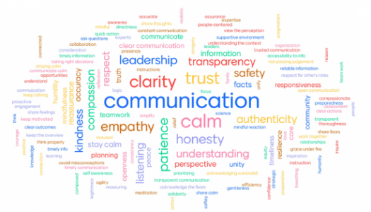 Wordle of words related to communication, leadership, behavior
