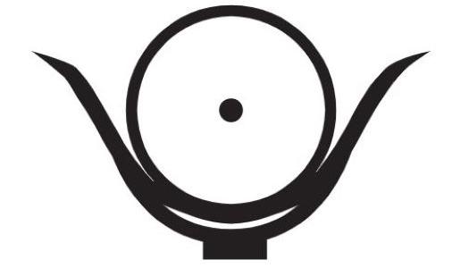 Circle with a dot in a bowl shaped container.