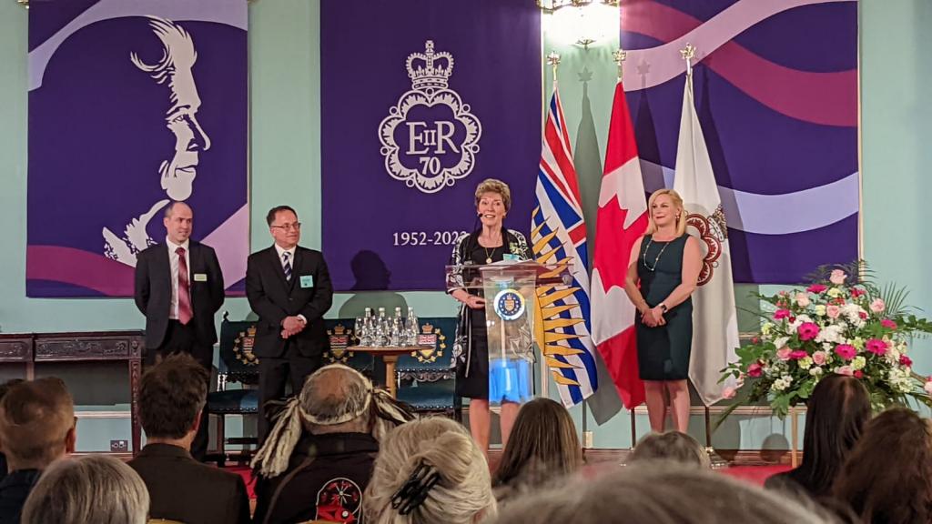 Mary-Anne Neal gives a speech upon receiving her award.