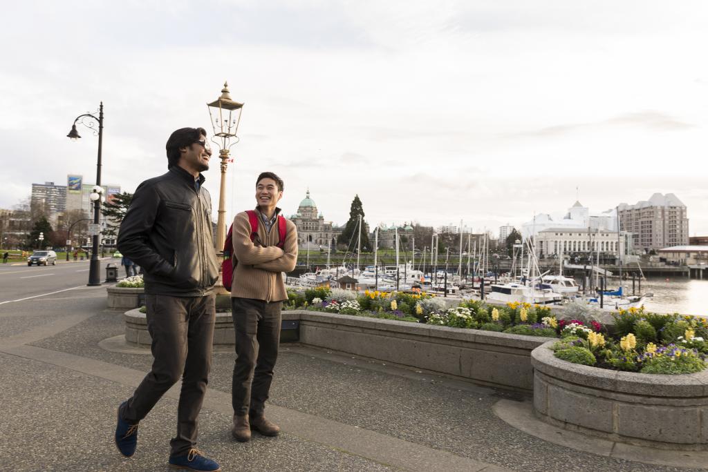 two people walking in victoria