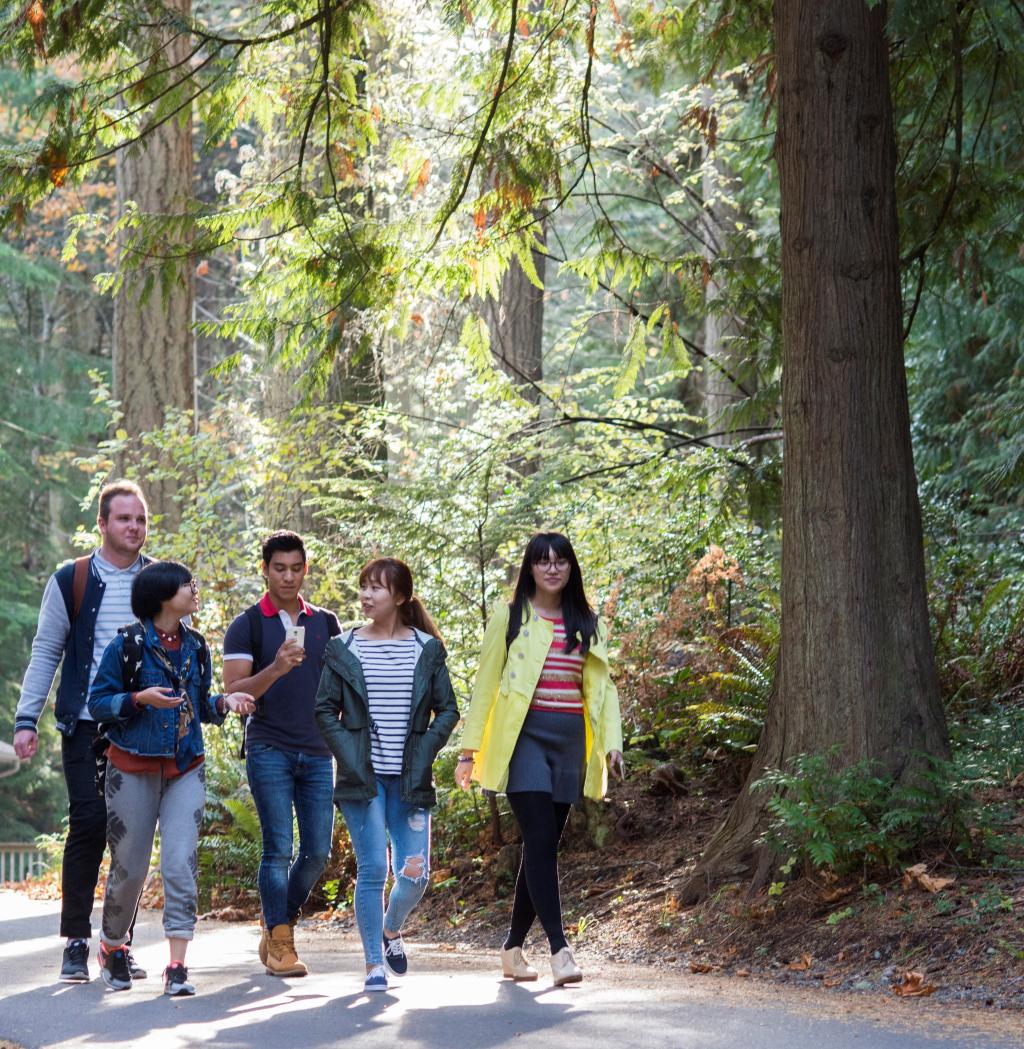 students walking on campus