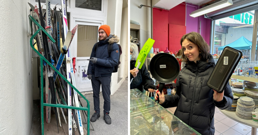 Students get acquainted with items available at a local thrift store.