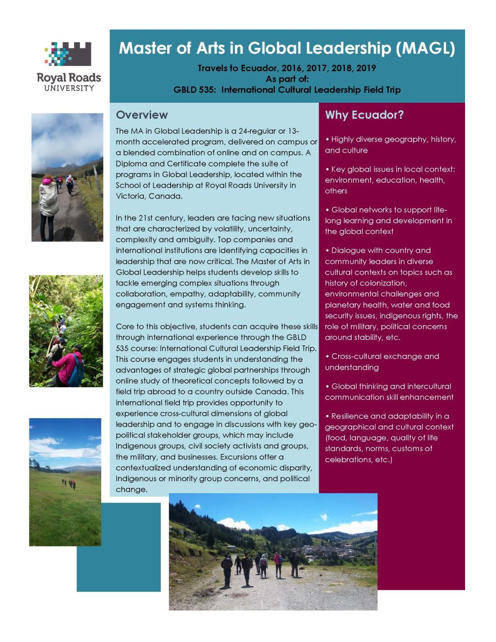 Brochure about MAGL International Cultural Field Trip page 1