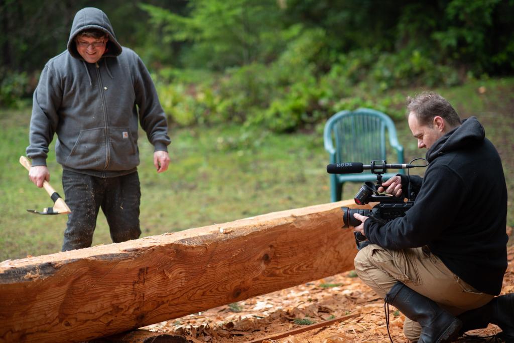 Beau Wagner and Phillip Vannini are seen on the set of Our Teacher, film.