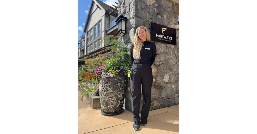 Elisa Paranich poses in front of the Fairways Hotel on the Mountain