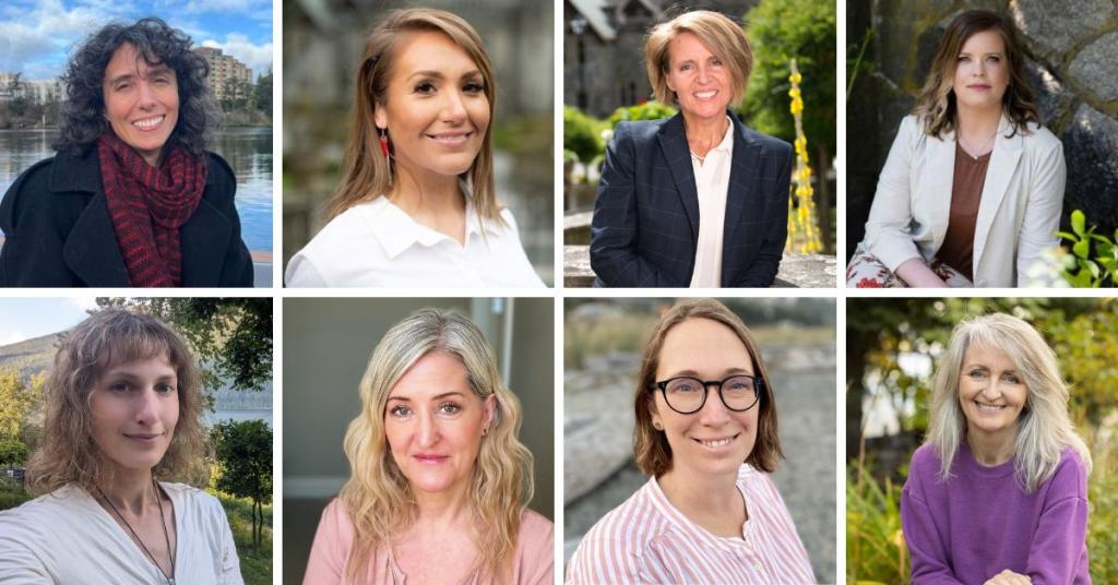 Eight head shots of women from the RRU community.