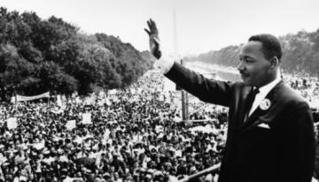 Martin Luther King Jr. addresses crowd during March on Washington