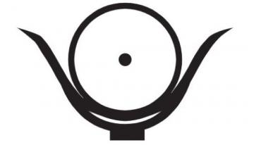 Circle with a dot in a bowl shaped container.