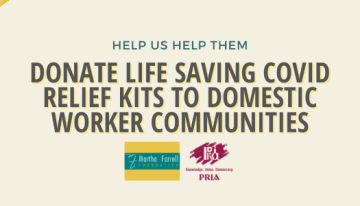 poster that says, help us help them, donate life saving covid relief kits to domestic worker communities.